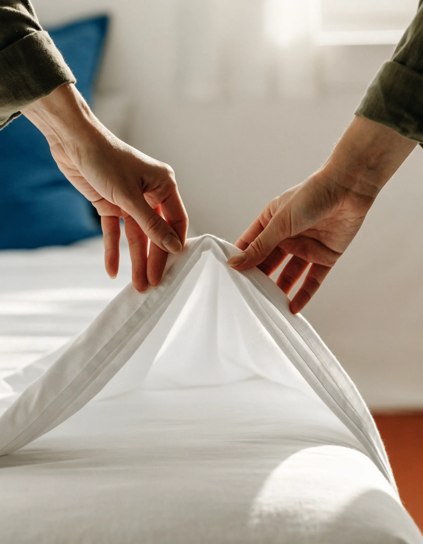 Fresh linen being folded